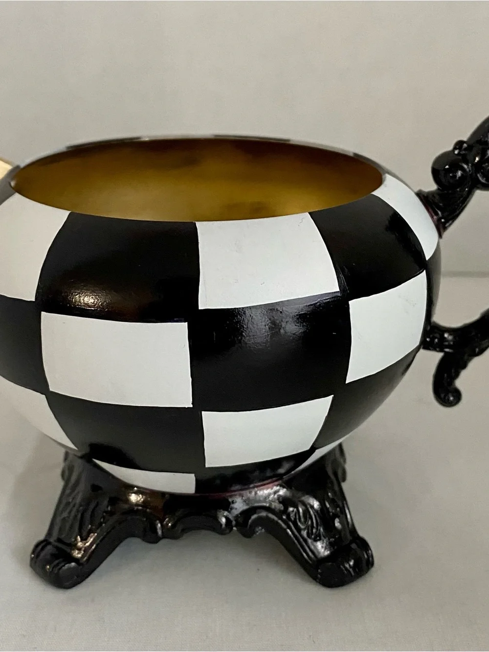 MacKenzie Childs inspired vintage hand painted silver plate tea set